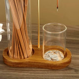 2 in 1 Incense Holder for Sticks, Anti-Ash Flying Incense Burne with Glass Ash Catcher and Incense Sticks Organizer for Meditation Yoga Spa Home Decor (Dark Base)