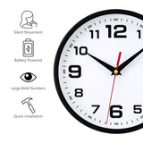 Wall Clock Silent Non-Ticking Modern Clocks Battery Operated 8 Inch Small Analog Clock Decorative for Living Room Bedroom Kitchen Office Decor (Black)