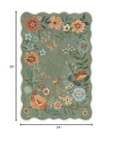 Lahome Floral Rugs for Entryway, 2X3 Washable Kitchen Rugs Ultra-Thin Soft Rug, Non Slip Indoor Door Mat Stain Resistant Boho Small Flore Throw Carpet for Bathroom Bedroom (2x3ft,Green)