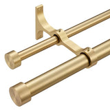 Double Curtain Rods with Aluminum End Cap and Full Surround Brackets,1"Front and 5/8" Back Rod,Adjustable between 36 to 72 Inches (3-6 Feet), Warm Gold Double Window Drapery Rod