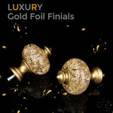 Gold Curtain Rod for Windows 66 to 120 Inches, 1'' Heavy Duty Adjustable Modern Drapery Rods with Unique Crystal Finials, Luxury Decorative Curtain Rods, Size: 30-120''