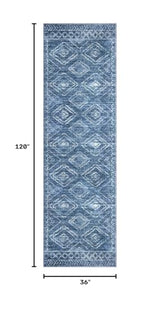 Washable Runner Rug 3x10 Runner for Hallway, Stonewashed Blue