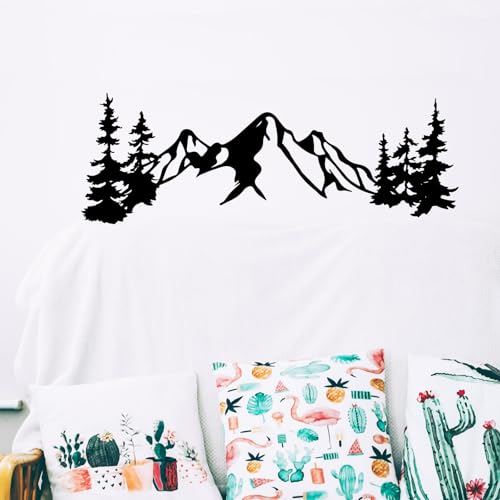 Yuzhuo Metal Mountain Wall Art Decor, Mountain Forest Silhouette Art Suitable for Living Room Bedroom Indoor Outdoor Garden Home Decoration