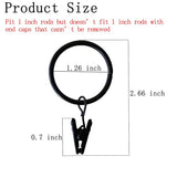 16 Pack Curtain Rings with Clips, Window Clip Rings Black Curtain Hooks Hangers Clip Rings for Hanging Drapery Drapes Bows, Small 1.26 Inch in Diameter, Fits up to 1" Rod