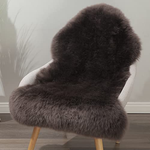 LLB Genuine Sheepskin Area Rug Wool Rug Fur Carpet Fluffy Shaggy Fur Rug for Living Room Kids Bedroom Real Sheepskin Throw Lambskin Rugs Sofa Chair Seat Covers (Chocolate Brown, 2 x 3 ft Sheepskin)