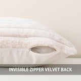 Aegero Pack of 2 Faux Fur Christmas Throw Pillow Covers 18x18 Inch, Soft Plush Striped Neutral Couch Pillow Cover, with Velvet Back Modern Home Decor for Sofa Living Room Couch Bed Cream White