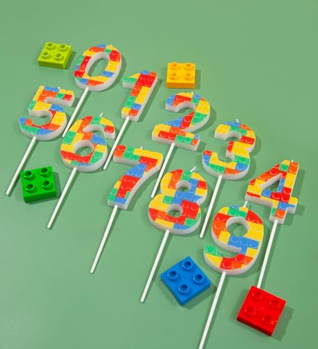 PHD CAKE Number 7 Building Block Birthday Cake Candle, Numeral Birthday Candles