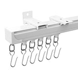 MaKefeile Ceiling Curtain Tracks 12FT,Curtain Track Wall Mount,Ceiling Mounted Sliding Door Curtains Rails Outdoor Extra Long Curtains Rod Room Divider Track for Living Bedroom with Hooks,White