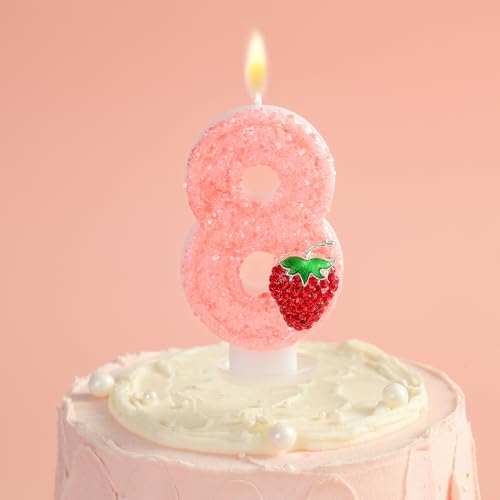 PHD CAKE Number 1 Strawberry Birthday Candles, Strawberry Themed Number Candles, Cake Number Candles, Party Celebration