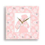 3dRose Wall Clock Silent - 15 inch - Breastfeeding Mother on Pink and White Background - Nursery Designs