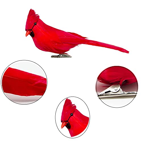 12 PCS Red Cardinals Ornaments Birds Christmas Cardinal Birds Clip for Christmas Tree Ornament Decorations, Arts and Crafts, Clip-On Style