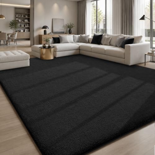 Sour Lemon 8x10 Area Rugs for Living Room Bedroom, Large Carpet Black Rug