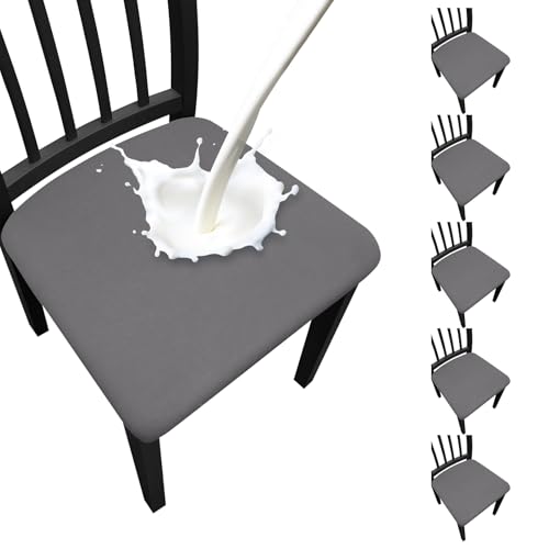 Waterproof Dining Chair Seat Covers Set of 6, Stretch Removable Dining Room Seat Covers for Dining Chairs, Kitchen, Hotel, Party