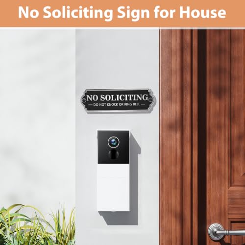 Brass No Soliciting Sign, No Soliciting Sign for House - Solid Brass Wall Plaque Handmade Traditional Home Decor, Elegant No Soliciting Do Not Knock or Ring Bell Sign for Office and Business (Brass No Soliciting Sign Black, 5 x 1.6 inches)