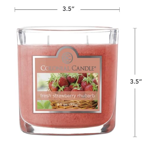 Colonial Candle Fresh Strawberry Rhubarb Scented Jar Candle, 2 Wick, 3.5 oz, Mottled Wax Candle