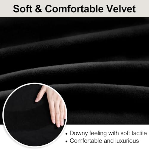 Smiry Velvet Stretch Chair Covers for Dining Room Set of 4, Soft Fit Removable Washable Kitchen Parsons Chair Slipcover Protector, Black