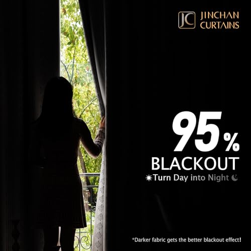 jinchan 95% Blackout Boho Curtains 84 Inches Long for Bedroom Living Room Black on Beige Geometric Printed Grommet Top Room Darkening Thermal Insulated Window Drapes 2 Panels