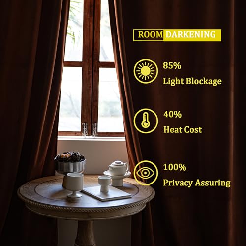 YOFUN 84 inches 2 Panels, Burnt Orange Blackout Luxury Velvet Curtains Thermal Insulated Heat Block Soundproof Window Panels Soft Drapes for Bedroom Living Room, Rod Pocket & Back Tab, W52 x L84