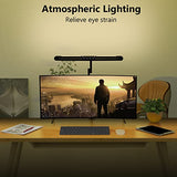 Led Desk Lamp with Clamp, Architect Desk Lamp for Home Office with Atmosphere Lighting, 24W Ultra Bright Auto Dimming Computer Light Stepless Dimming and Tempering LED Table Light