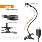 LEPOWER Clip on Light/Reading Lights/Book Light/Desk Lamp Color Changeable/Night Lights Clip on for Desk, Bed Headboard and Computers, Adapter Included (Black) Metal