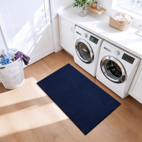 ISEAU 2x4 Runner Rug for Hallway, Soft Memory Foam Carpet with Upgraded Non-Slip Silicone-Grip Bottom, Machine Washable Shaggy Indoor Rug for Kitchen Bedside Dining Room, Navy Blue