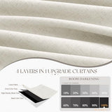 96 Inch Linen Blackout Curtains 2 Panels for Bedroom Living RoomCream Natural 100% Black Out Curtains 96 Inches Long Thermal Noise Reduction Light Blocking Drapes Rustic Country 8ft Back Tab Beige