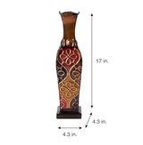 Elements Harlequin Embossed Decorative Metal Vase, Home Decor for Dried Flower and Artificial Floral Arrangements, Living Room, Bedroom, Table Centerpiece, 17-Inch
