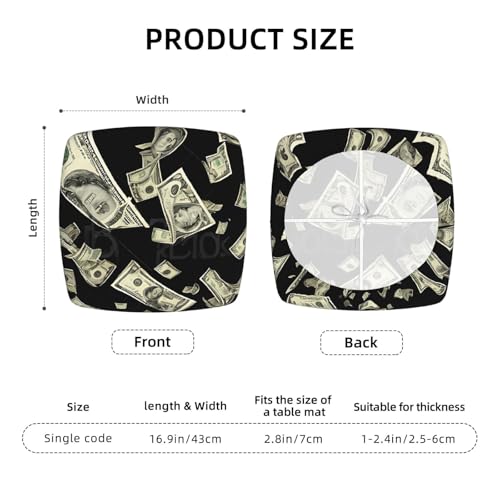 (Dollar Sign Money) Stretch Seat Covers Set of 4 for Dining Room Chairs Elastic Chair Cushion Slipcovers for Kitchen Office