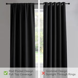PONY DANCE Black Out Curtains 72 inch Long - Blackout Solid Rod Pocket Thermal Insulated Panels for Bedroom Living Room, Energy Efficient Window Drapes, 42-inch by 72-inch, Black, 2 Pieces