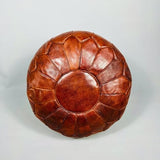 Brown Moroccan Leather Pouf – Set of 2 – Delivered Unstuffed – Handcrafted Ottoman, Footstool, Footrest, Floor Cushion – Versatile Artisan Accent