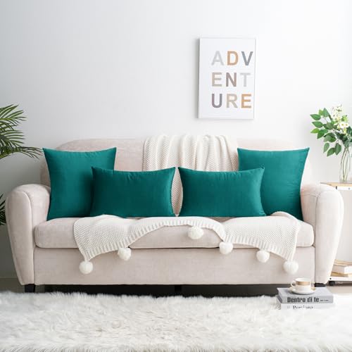 HWY 50 Teal Throw Pillow Covers Velvet 20x20 Inch Pack of 2