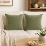 Chenille Lumbar Pillow Covers 20x20 inch Olive Sage Green