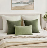 MIULEE Olive Green Couch Pillow Covers 18x18 Inch, Set of 2 Soft Chenille Decorative Square Throw Pillow Covers Farmhouse for Sofa Living Room Bed