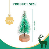 Sumind 48 Pcs Mini Brush Christmas Trees Sisal Snow Frost Tree Artificial Winter Mini Pine with Wooden Base Xmas Small Bottle Brush Trees for Christmas Winter Decoration(Green)