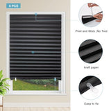 MYshade 6 Pack Temporary Blackout Paper Shades for Windows,Paper Pleated Blinds with Adhesive,No Tools No Drilling Free Cut Size Temporary Room Darkening Shades(Black, 36" W x 72" H)