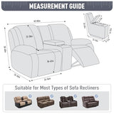 TAOCOCO Loveseat Recliner Cover with Middle Console, Stretch Loveseat Cover for 2 Seat Recliner Couch, Jacquard Reclining Sofa Covers Loveseat Slipcover Furniture Protector, Grey