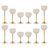 4 Set of 12 Gold Crystal Ball Candle Holders: Gold Antique Decor