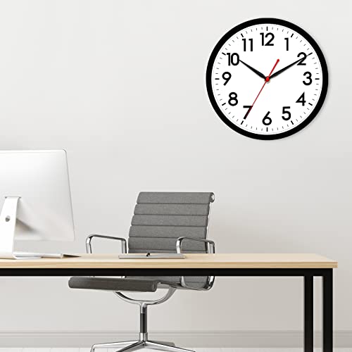 AKCISOT 14 Inch Wall Clock Silent Non-Ticking Modern Wall Clocks Battery Operated - Analog Classic Clock for Office, Home, Bathroom, Kitchen, Bedroom, School, Living Room(Black)