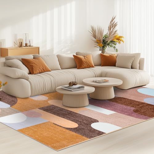 Living Room Rug 5x8 Brown Area Rug Machine Washable Rug Non Slip Indoor Large Rugs for Bedroom, Classroom, College Dorm, Farmhouse, Dining Room, Kids Playroom