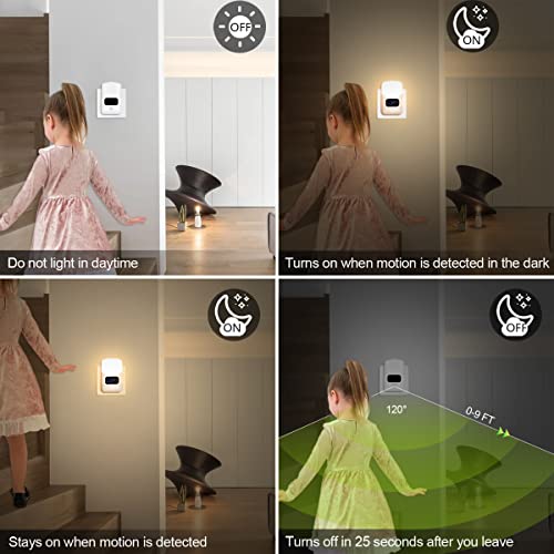 LUXON LED Motion Sensor Night Light with Digital Alarm Clock,Bathroom Clock Plug Into Wall 4000K Warm White,Dusk to Dawn Sensor for Bedroom,Hallway,Bathroom,Kitchen,Stair Indoor (12Hour Format)