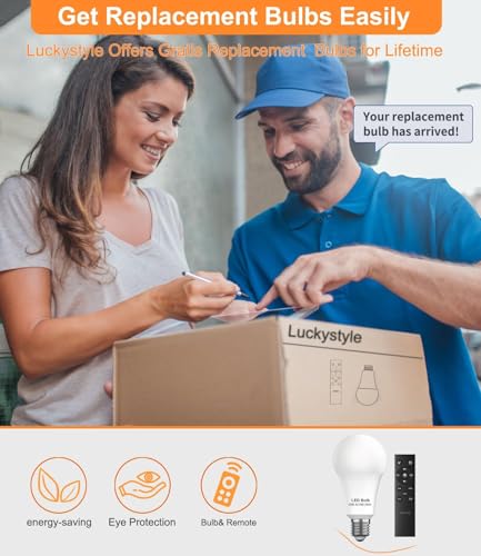 luckystyle Dimmable Floor Standing Tall Lamp, 12W Led Bulb with Lampshade, Foot Switch, Remote Custom Color Temperature Pole for Bedroom, Office, Kids & Living Room, Black