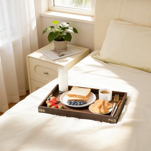 Wood Serving Tray - 17In Large Serving Tray with Handles | Decorative Tray