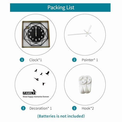 Modern Wall Clocks for Living Room Decor 12in Black Wall Clock Silent Non-Ticking Quartz Battery Operated for Office Kitchen Bedroom Bathroom Minimalist Small Clock Decoration Easy to Read
