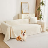 MYSKY HOME Couch Cover for Pets, Beige Couch Covers for 2 Cushion Couch Sofa, Sofa Slipcover Sectional L Shape Chenille Covers for Pets, Throw Couch for Dogs, Kids,71" X118"