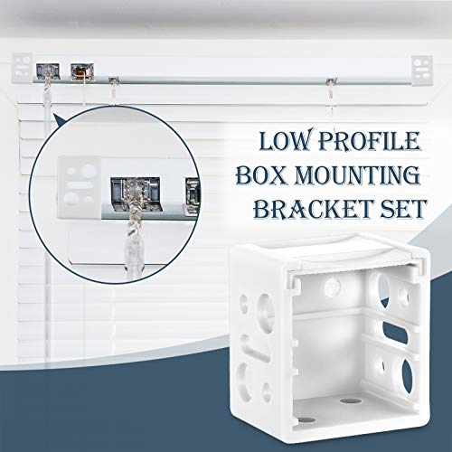 6 Pieces 1 Inch Blind Brackets White Profile Box Mounting Window Blinds Headrail Bracket, White