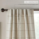 Elrene Home Fashions Brighton Windowpane Plaid Blackout Window Curtain, Living Room and Bedroom Drape with Rod Pocket Tabs, 52" x 84", Linen, 1 Panel
