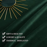 RYB HOME Green Velvet Blackout Curtains for Bedroom, Thermal Insulating Privacy Sunlight UV Heat Blocking Rod Pocket Soft Drapes for Living Room Dining Room, 52" W x 84" L, 2 Panels
