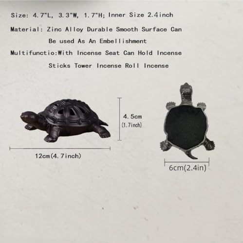 Incense Burner, Incense Holder with Incense Stick Holder, Vintage Censer Metal Turtle Ash Catcher, use for Stick or Coil Incense, Sage Cones and Frankincense