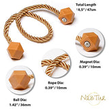 NazTur Magnetic Curtain Tiebacks- Upgrade 2022 with a Thicker Twist Rope & Strong Magnet Tieback Window Treatment Holdbacks Draperies Holders Decorative Drape Handmade Tie Back (Gold, 2)