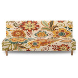 Elastic Fabric Sofa Couch Slipcovers Without Armrest, Furniture Protector for Kids and Pets Futon Slipcover Non Slip Protector Hippie Boho Flowers